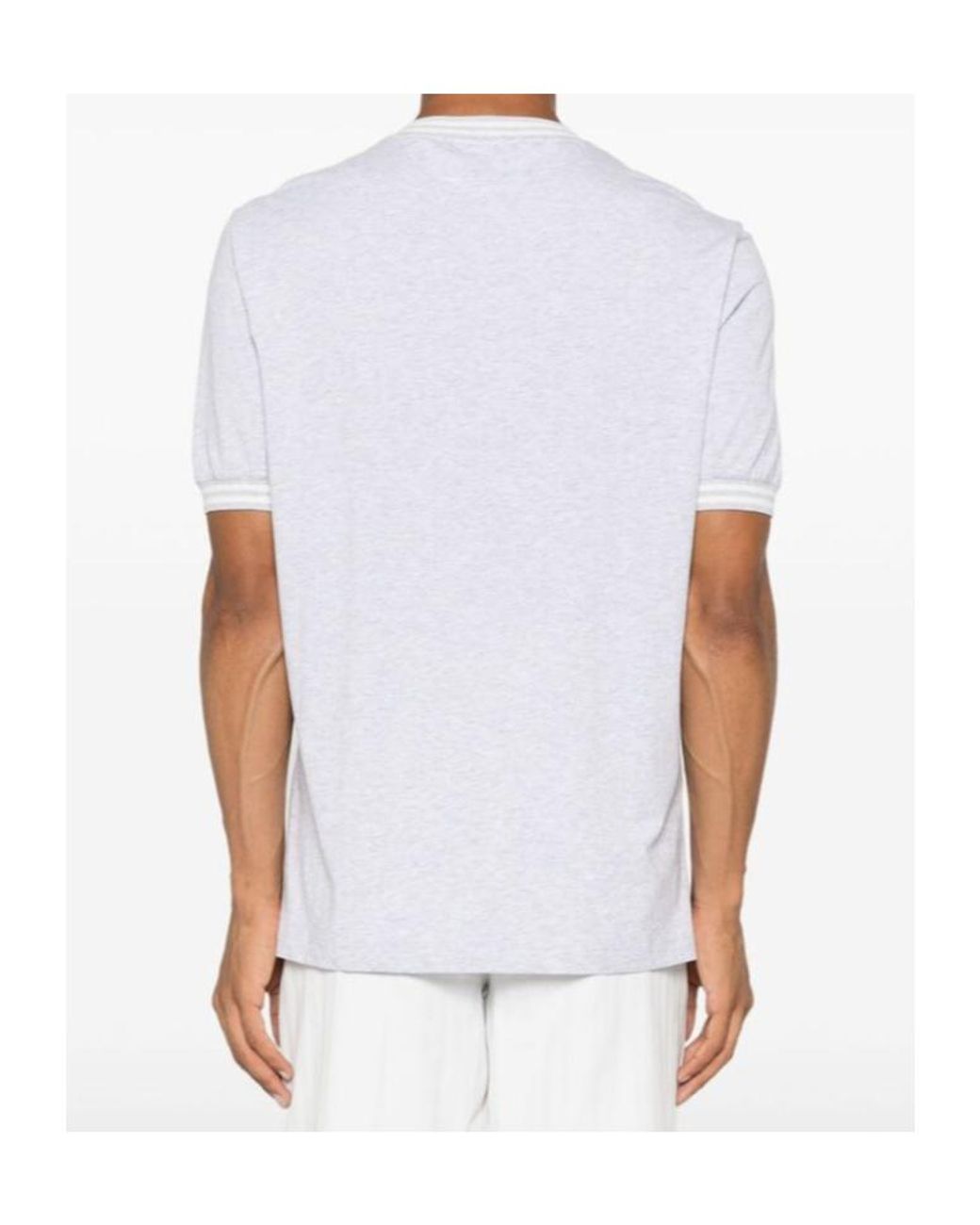 Brunello Cucinelli White Logo Printed Crewneck T-Shirt for men
