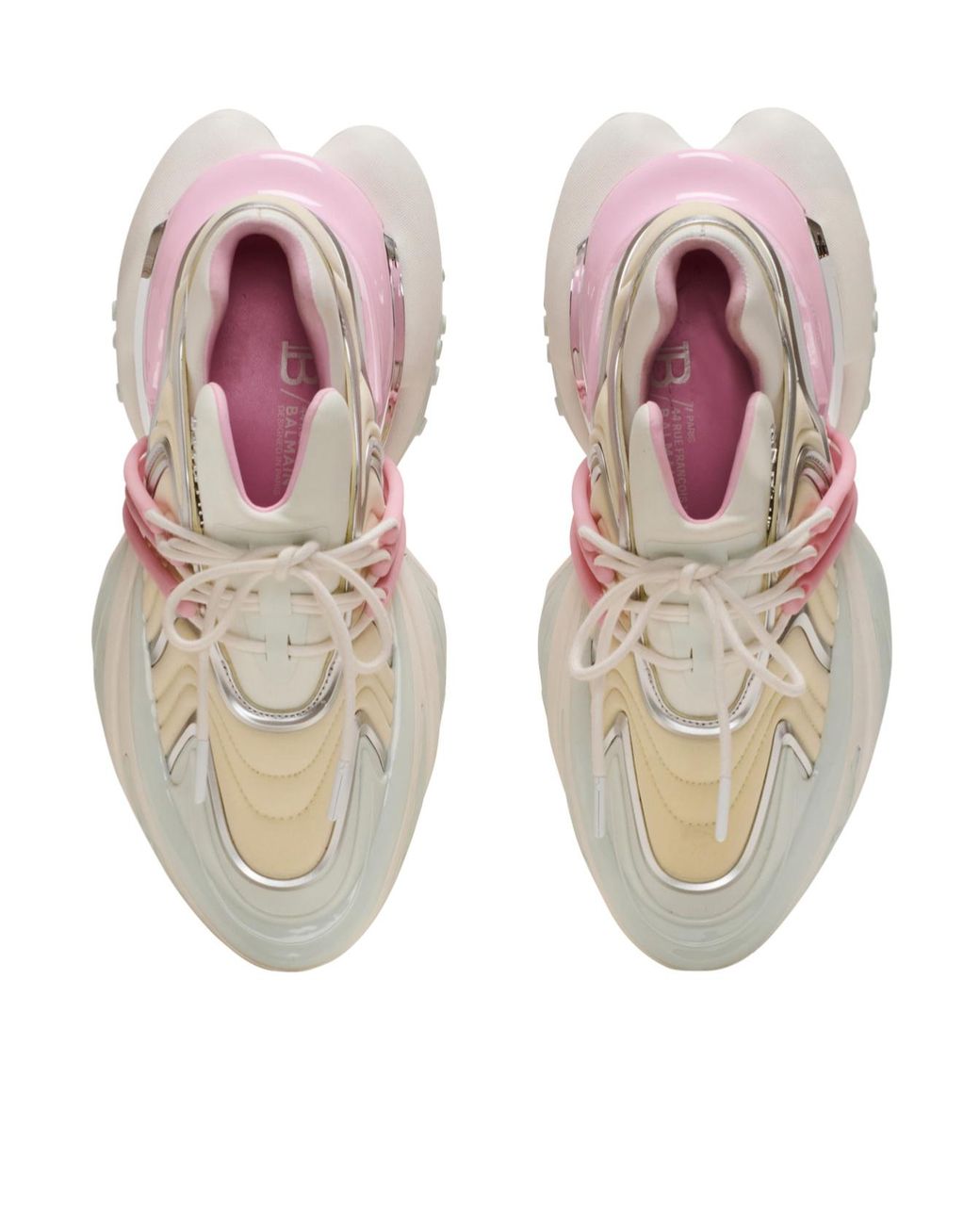 Balmain White Wave Design Sneaker For