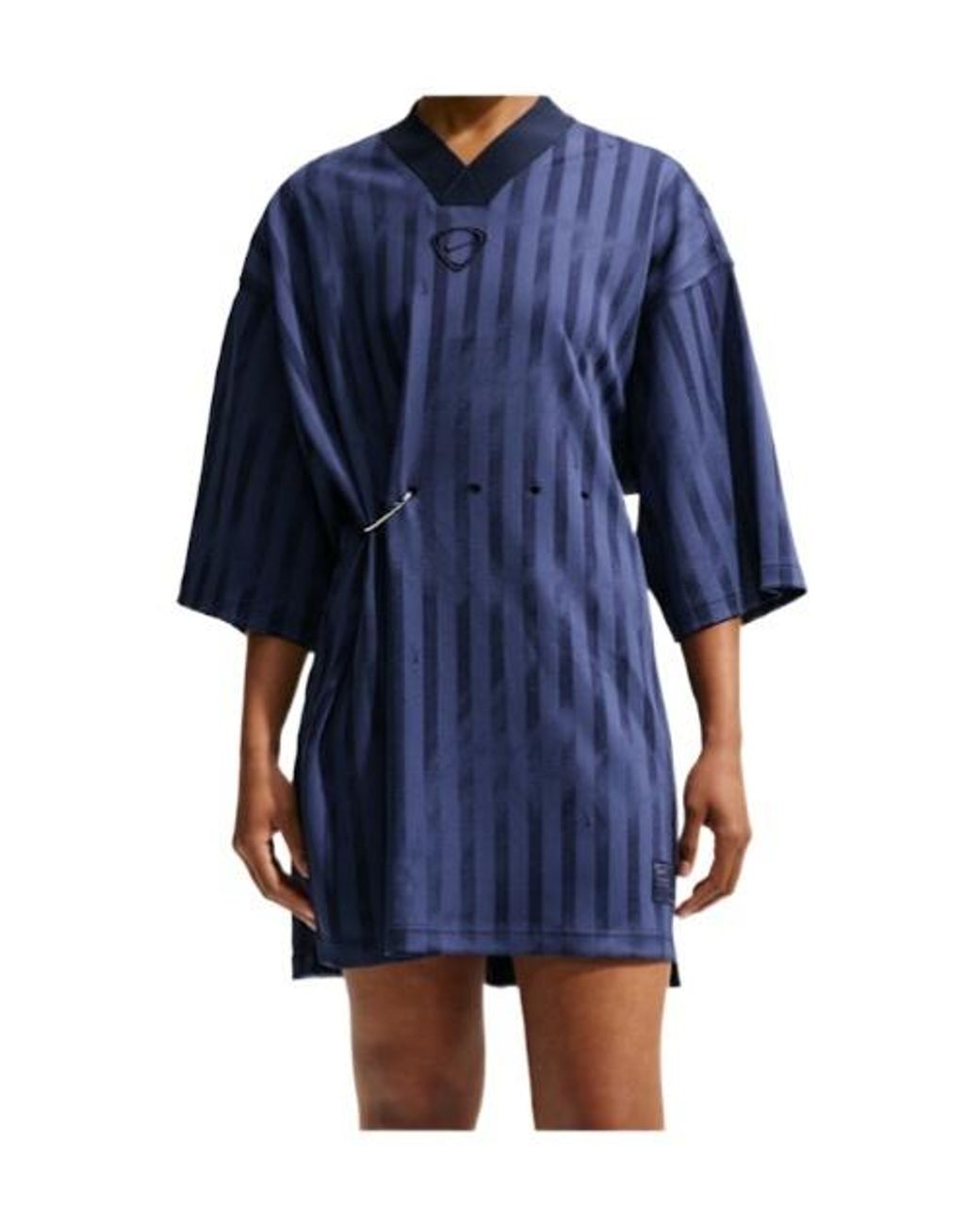 Nike Blue Runway Striped Jersey Mini Dress