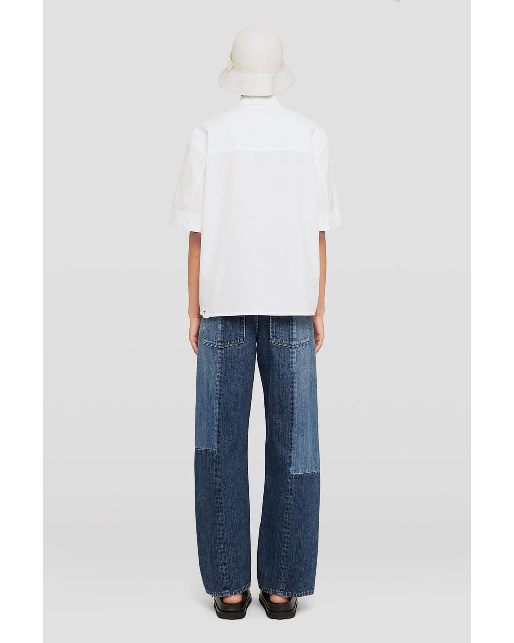 Jil Sander Blue Patchwork Straight-Leg Jeans
