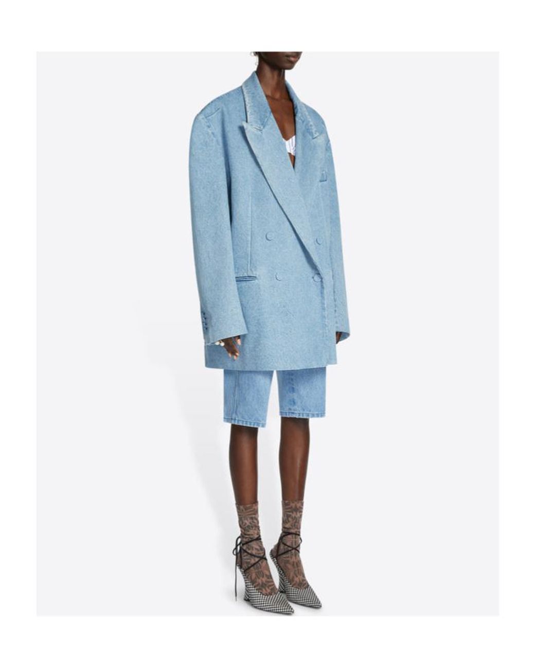 Dries Van Noten Blue Double-Breasted Straight Hem Denim Blazer