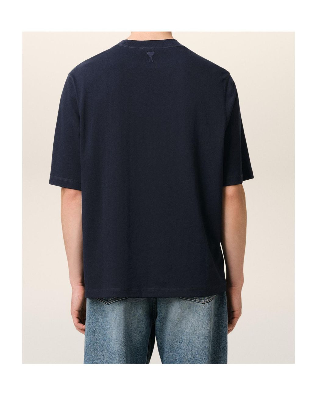 AMI Blue Logo Printed Crewneck T-Shirt for men