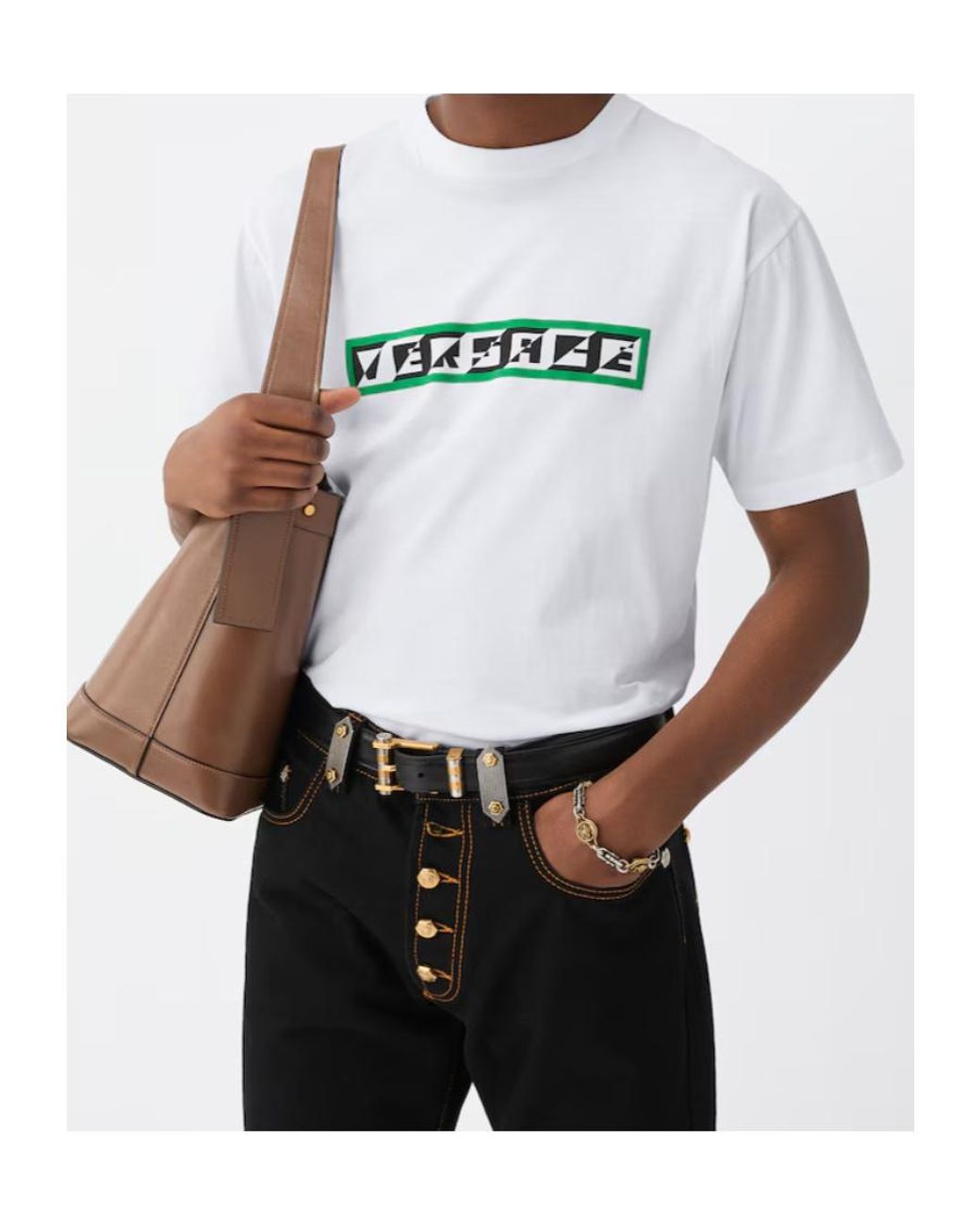 Versace White Logo Print T-Shirt for men