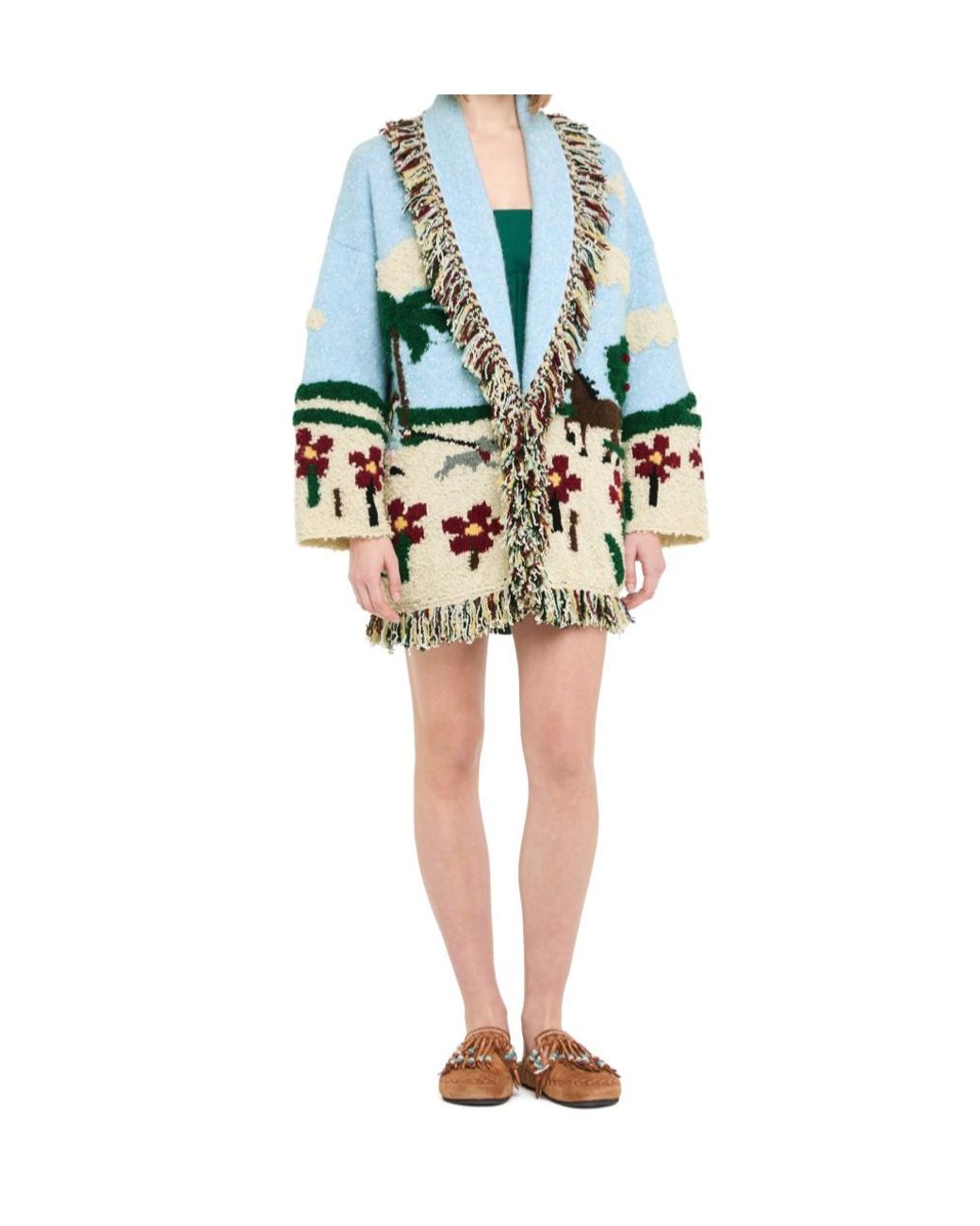 Alanui Blue Casa Belted Cardigan