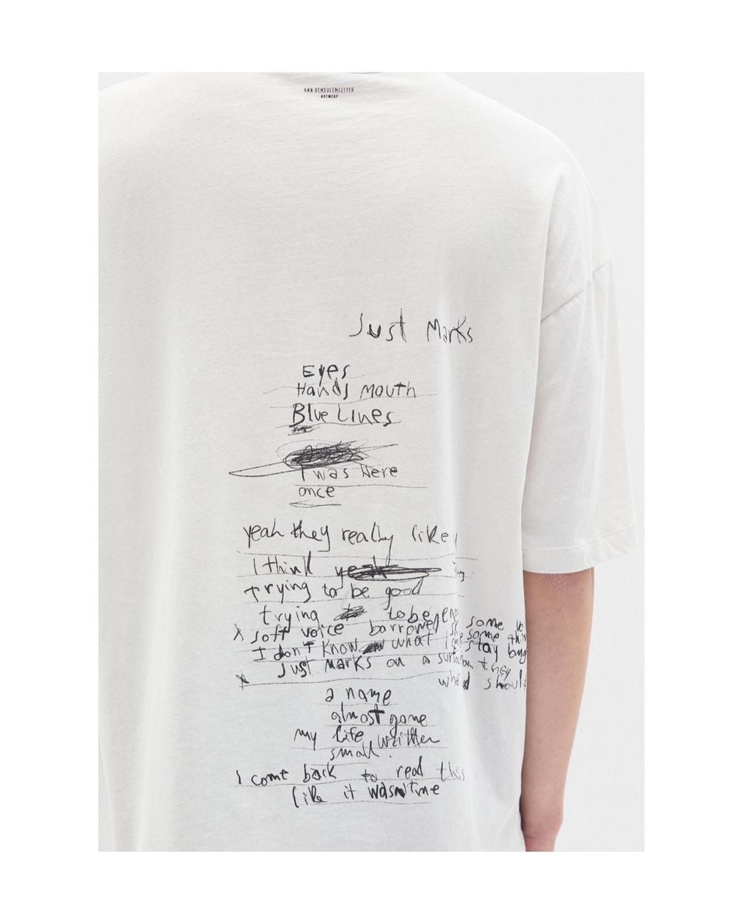 Ann Demeulemeester White Text-Print Cotton T-Shirt for men