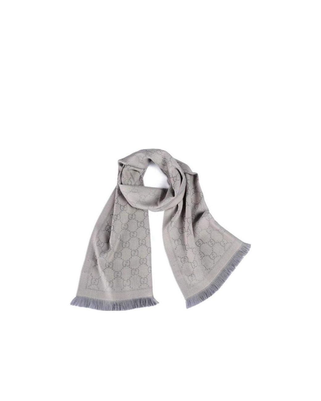 Gucci White Gg Supreme Jacquard Scarf