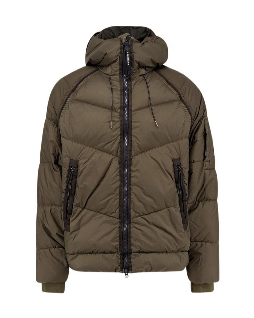 C P Company Green Down Shield Hoodie for men