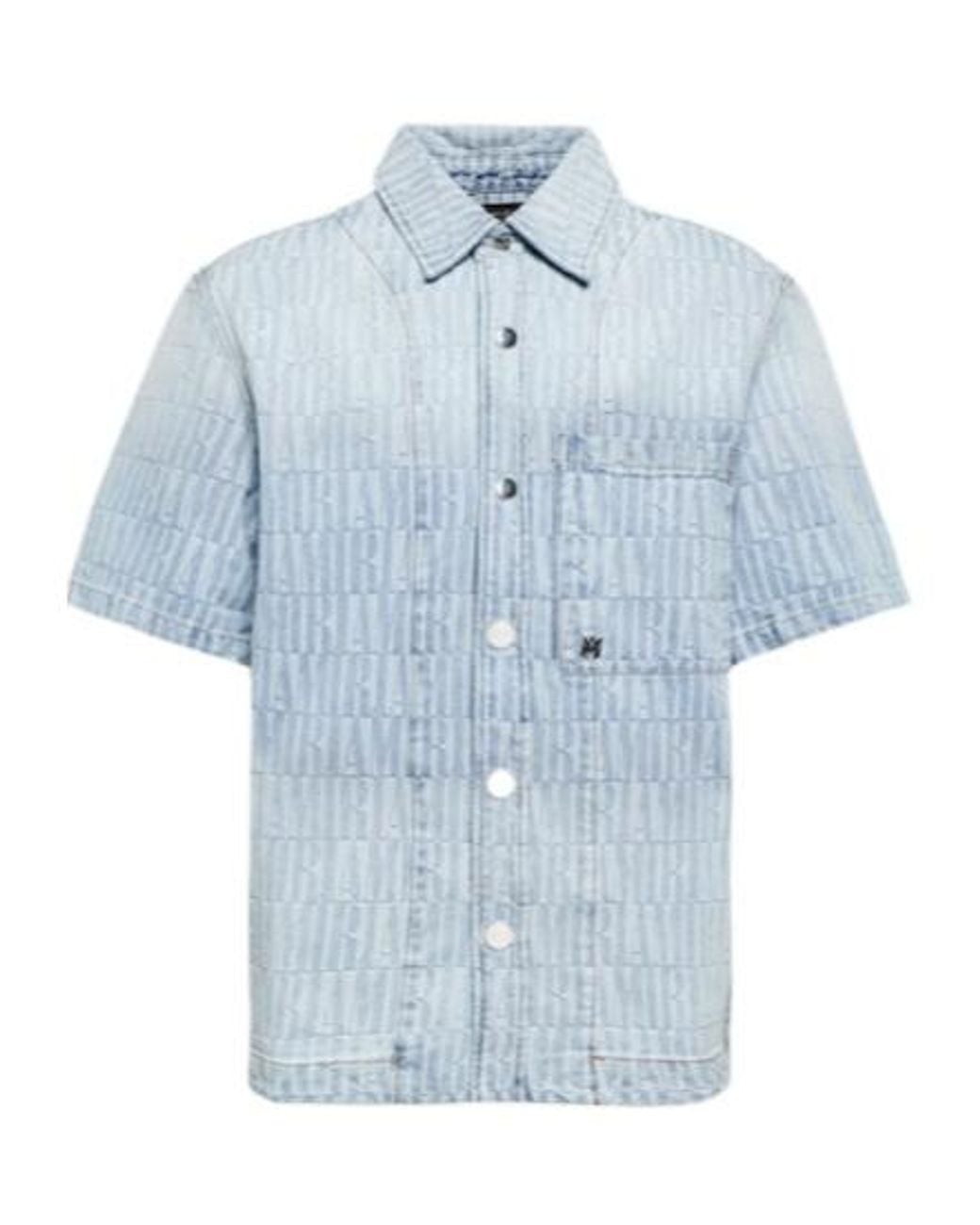 Amiri Blue Logo Jacquard Denim Shirt for men