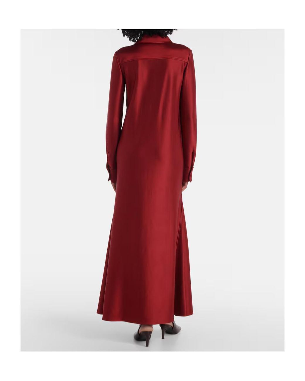 Jil Sander Red Satin Shirt Dress