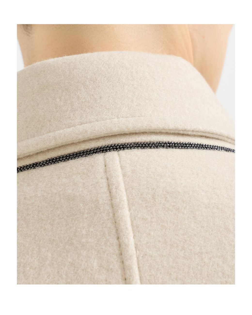 Brunello Cucinelli Natural Lightweight Water-Resistant Cashmere Belted Coat With Monili