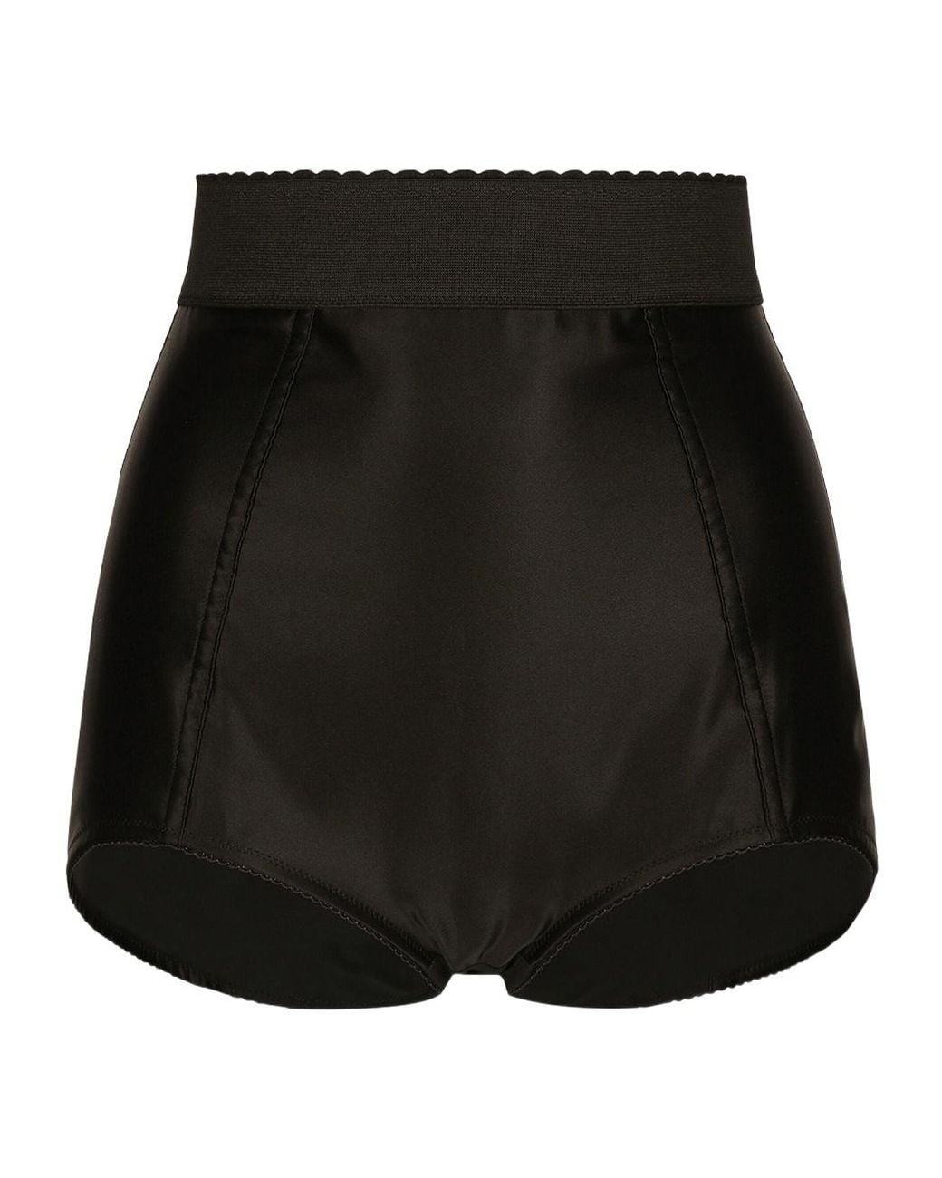 Dolce & Gabbana Black Marquisette High-Waist Satin Panties