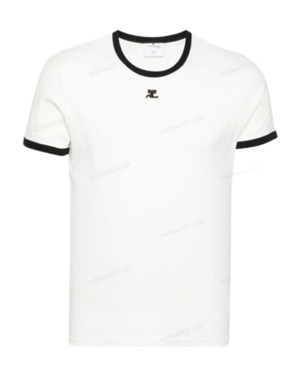 Courreges White Courrèges Contrast Crewneck Straight Hem T-Shirt for men