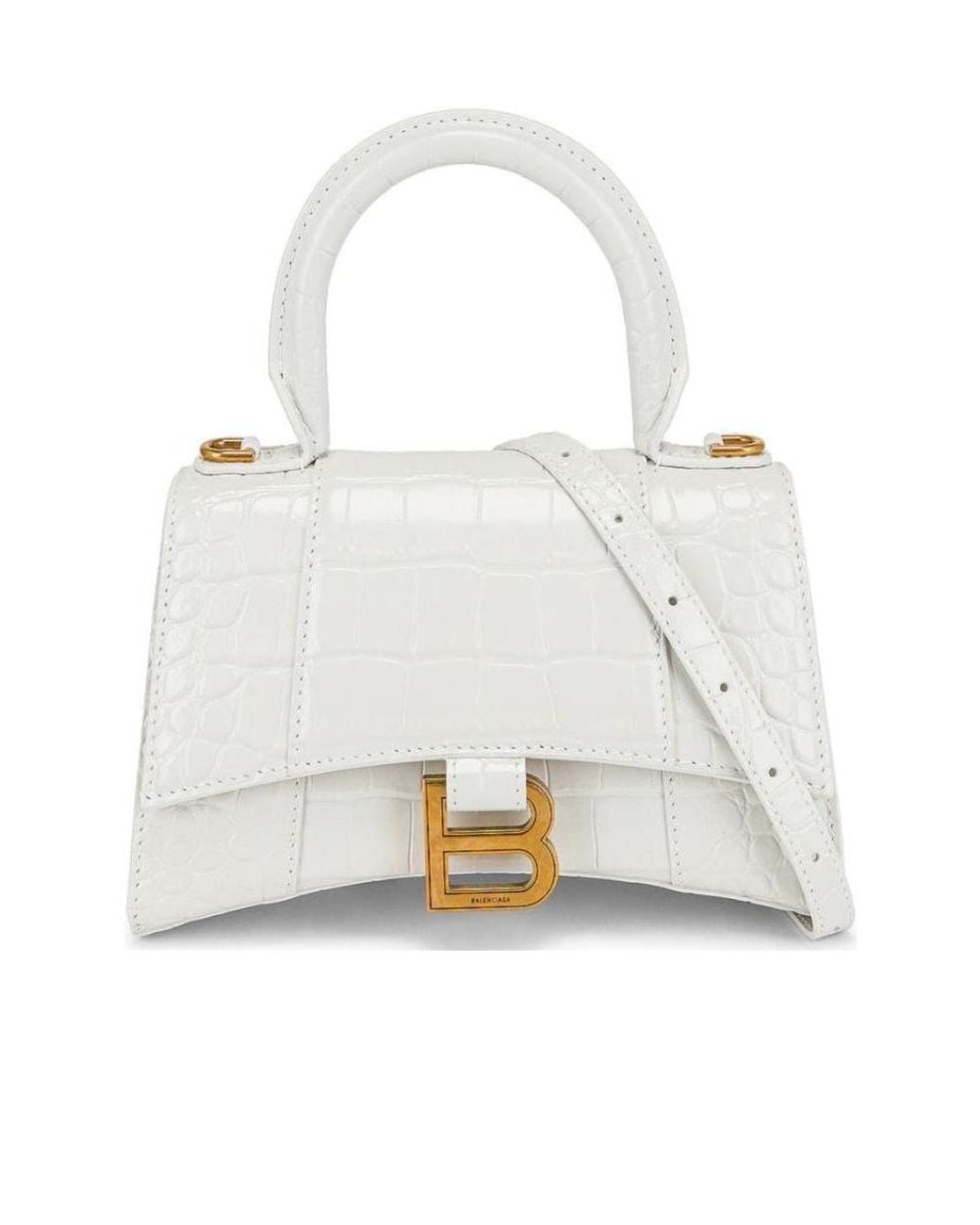 Balenciaga White Hourglass Xs Top Handle Bag