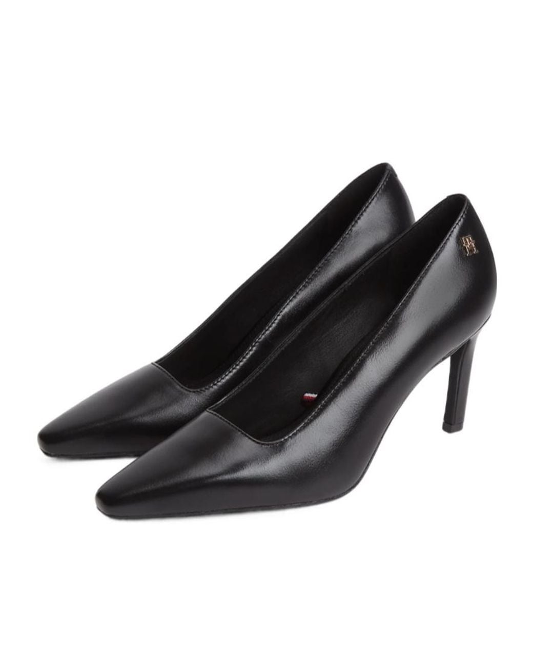 Tommy Hilfiger Black Pointed Logo Pumps