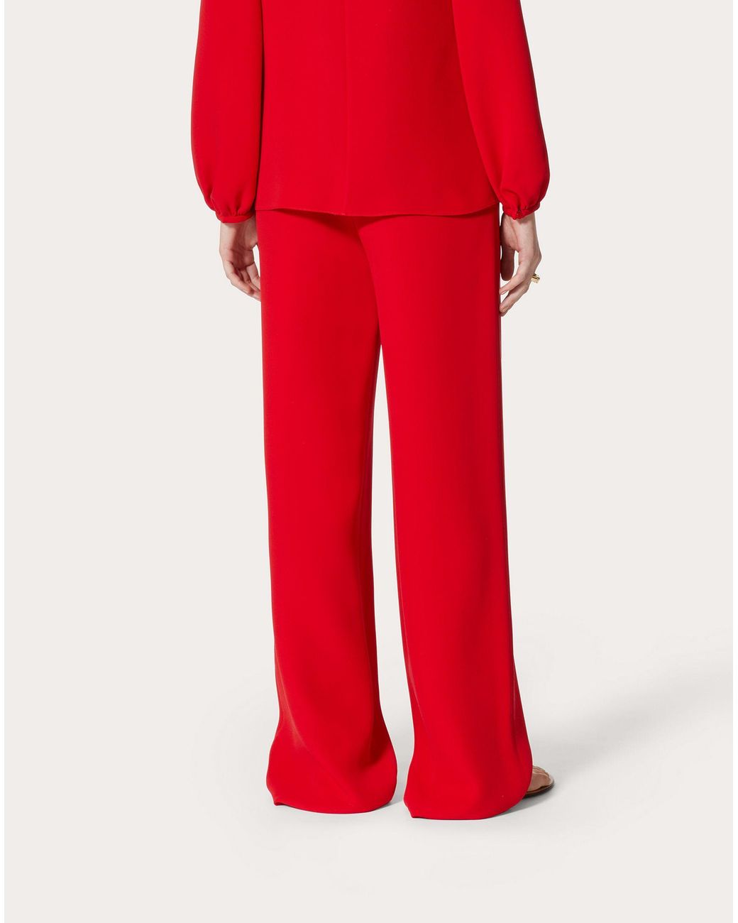 Valentino Red High-Waisted Wide-Leg Trousers