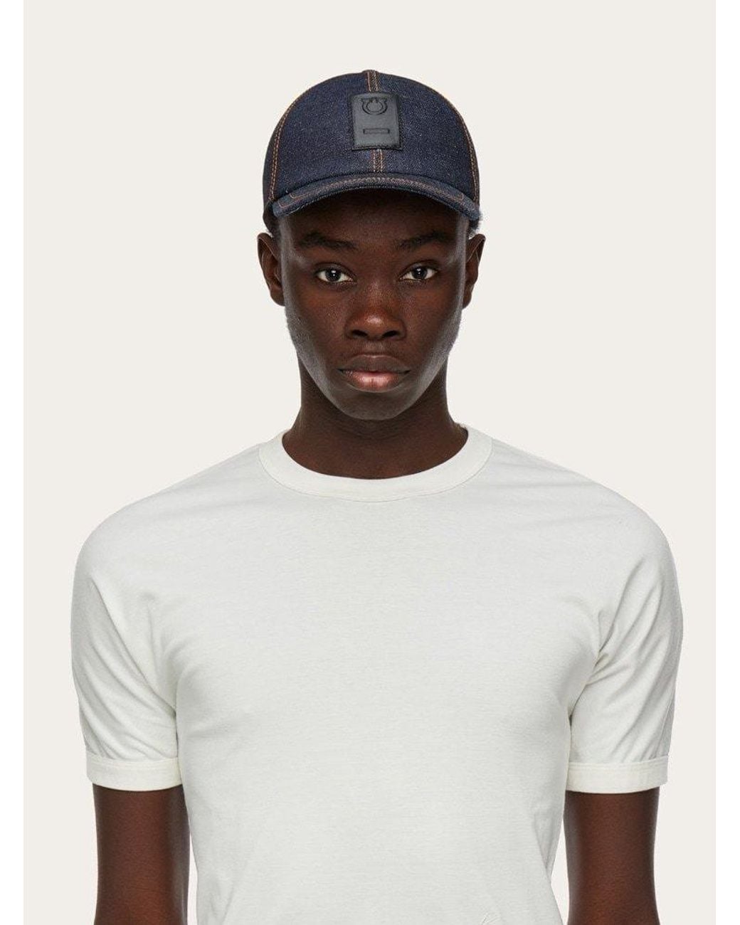 Ferragamo Blue Ferragamo Logo Patch Baseball Cap for men