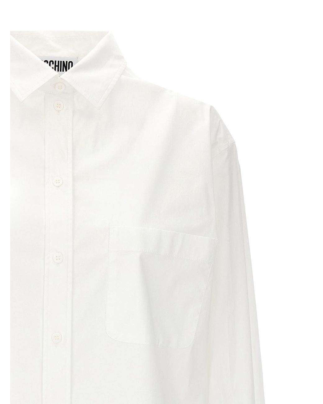 Moschino White Poplin Collared Short-Sleeve Shirt