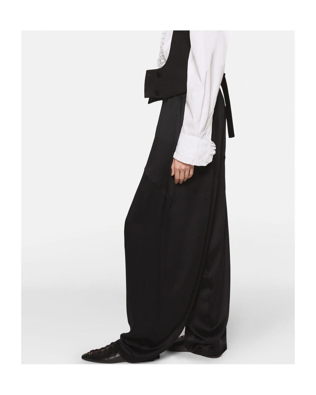 Stella McCartney Blue Decorative Stitch Tapered Satin Trousers