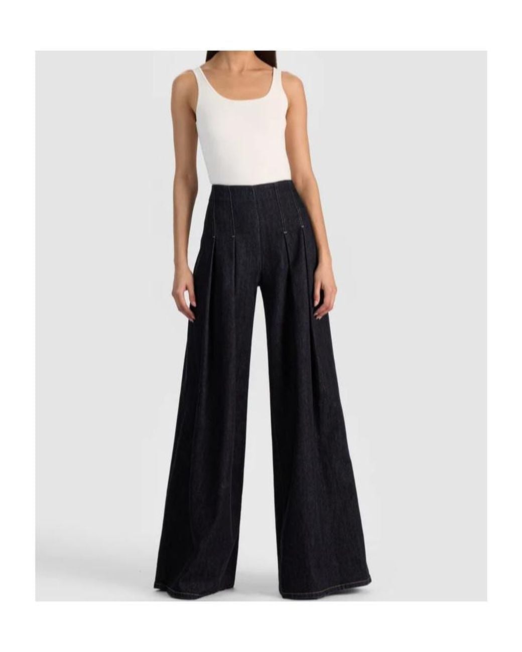 Alice + Olivia Blue Pleated Jeans