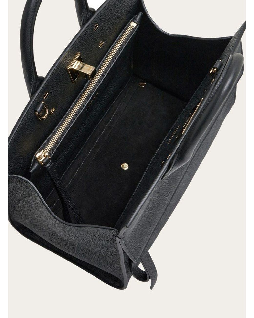 Ferragamo Black Ferragamo Studio Gancini Tote Bag