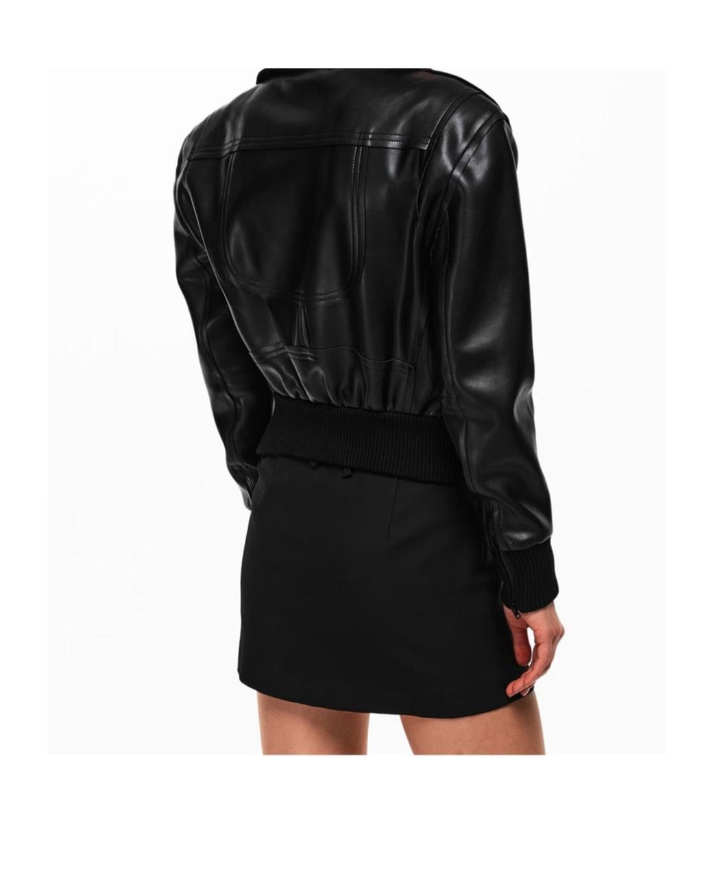 Norma Kamali Black Mini Moto Bomber Jacket