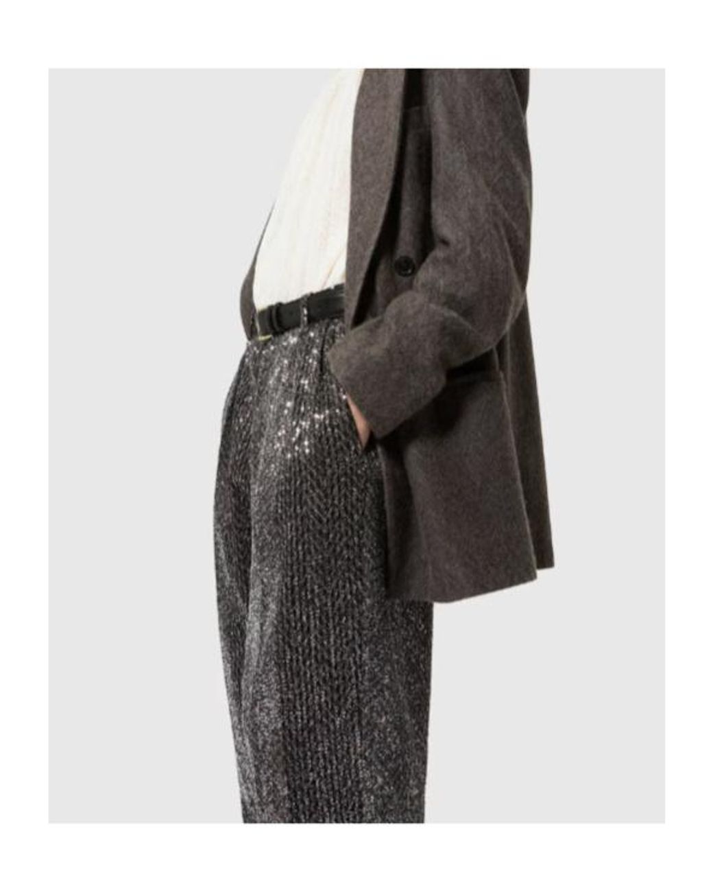 Missoni Gray Lamé Sequin Wide-Leg Pants