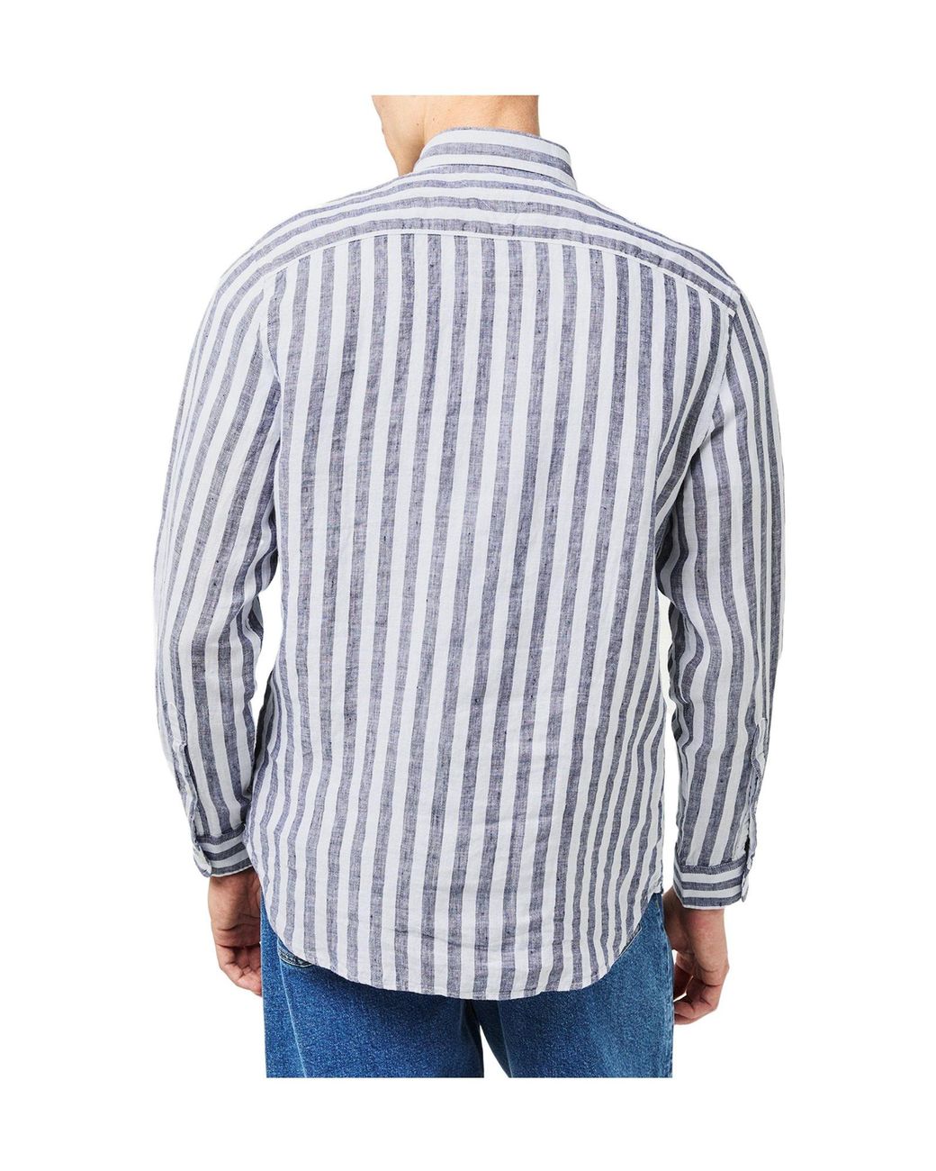 Tommy Hilfiger Blue Verticalstripe Linen Longsleeve Shirt for men