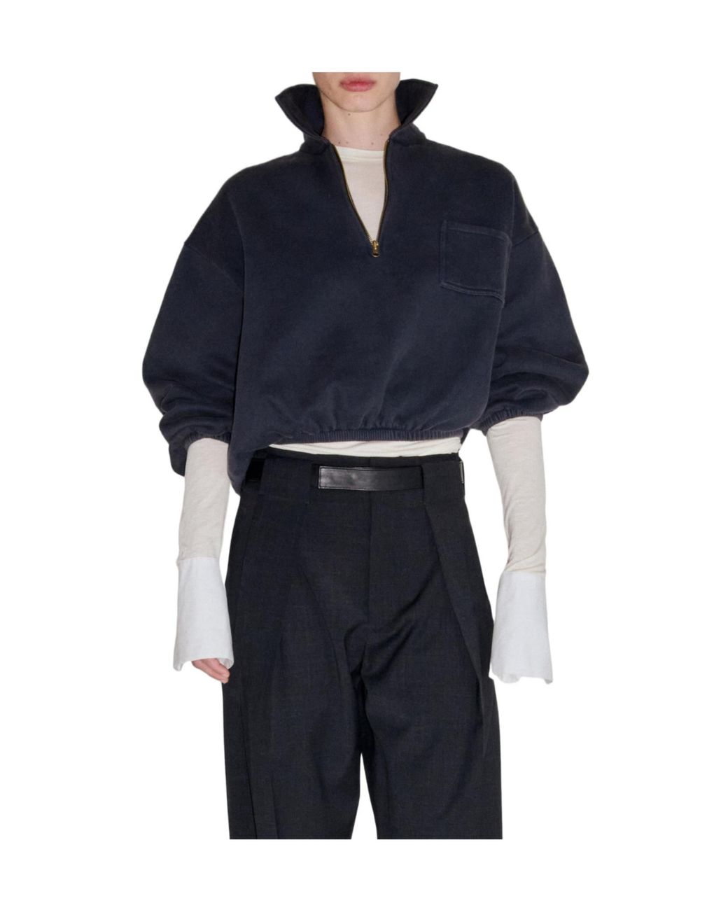 DARKPARK Blue Alva Cropped Zip-Up Sweatshirt