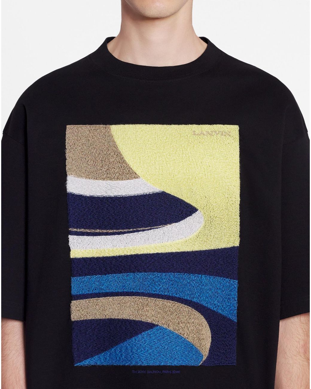Lanvin Blue Daunou Embroidered Loose-Fit T-Shirt for men