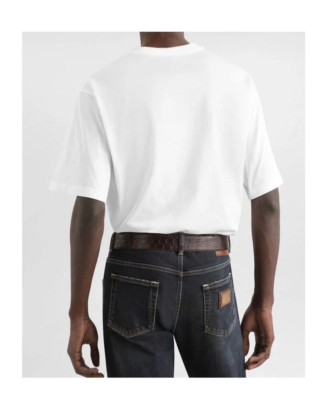 Dolce & Gabbana White Logo Patch Crewneck T-Shirt for men