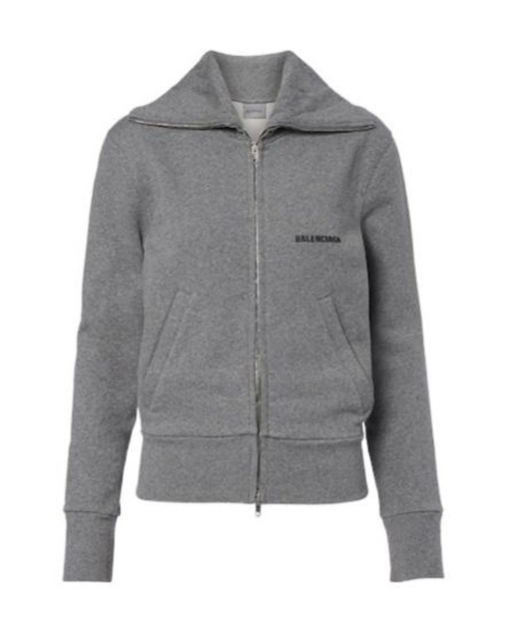 Balenciaga Gray Logo Cotton Zip-Up Sweatshirt