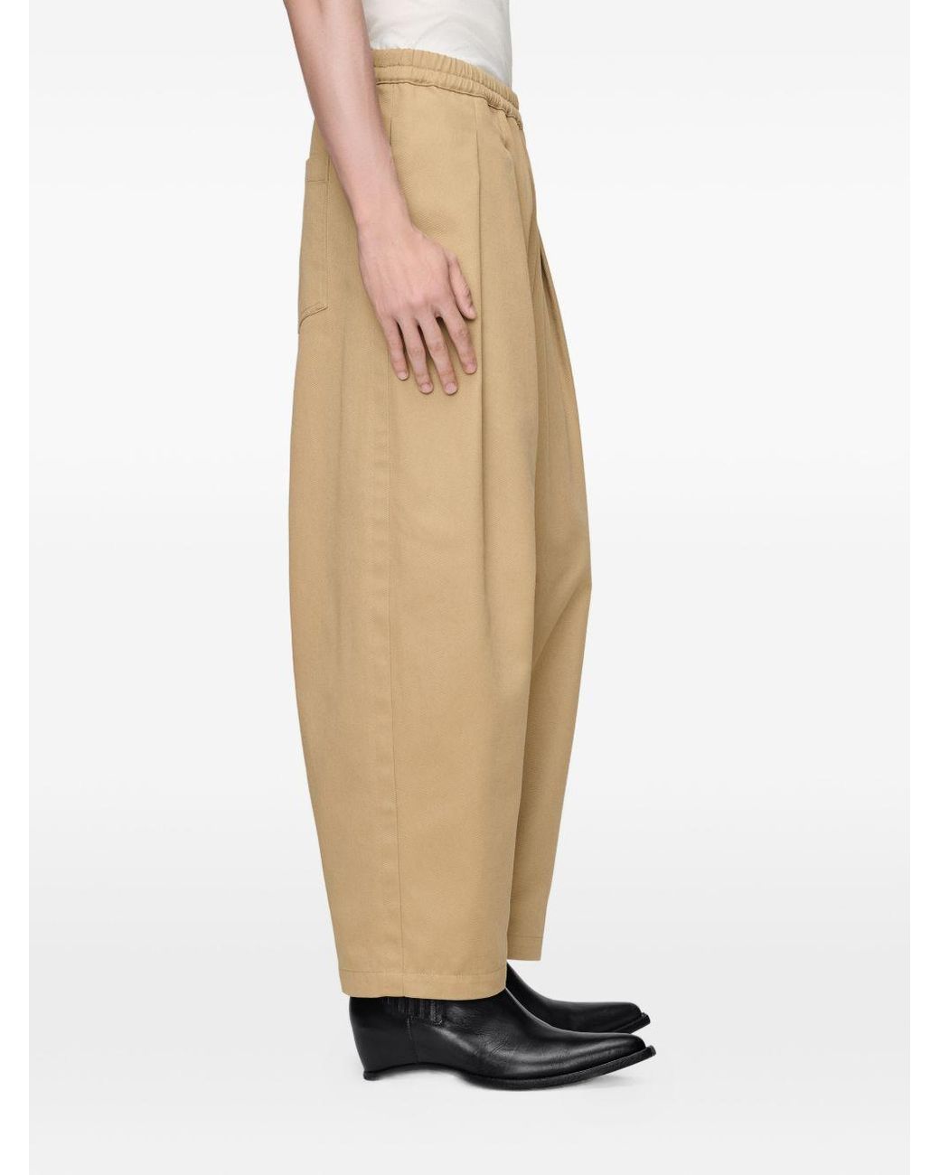Maison Margiela Natural Pleated Wide-Leg Pants for men