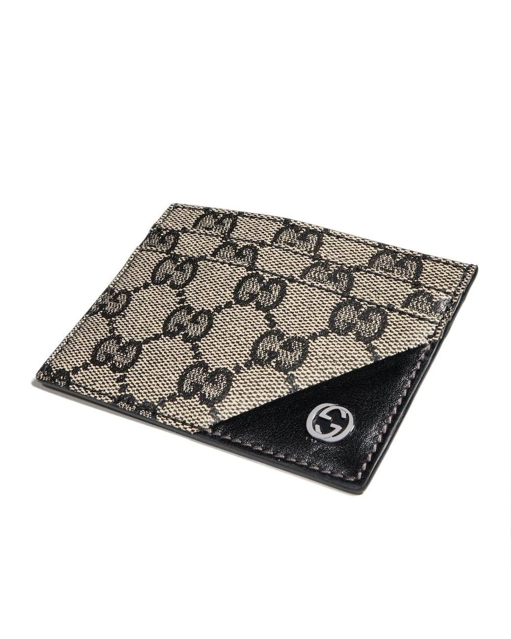 Gucci Gray Card Case Wallet With Interlocking G for men