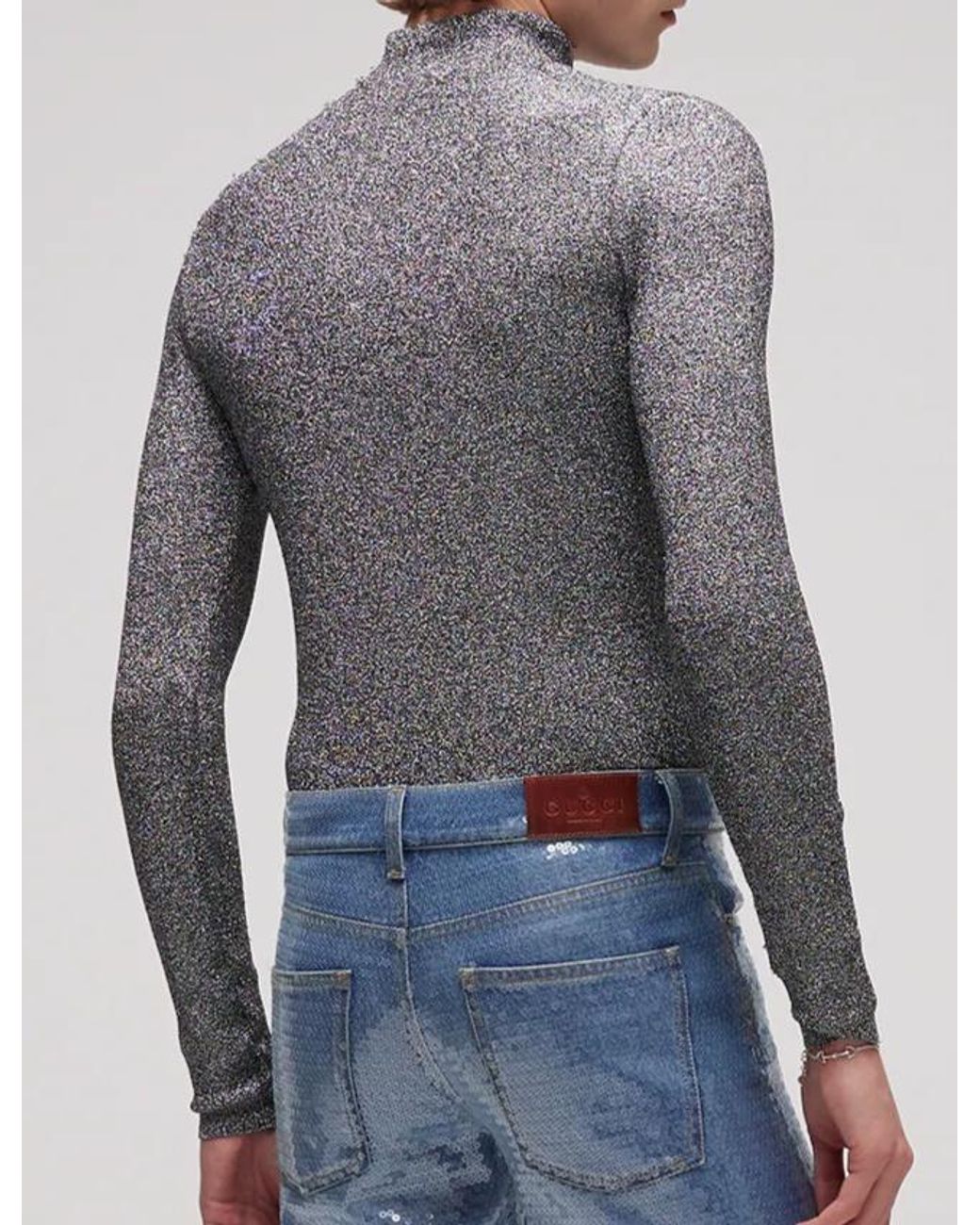 Gucci Gray Mockneck Knit Sweater for men