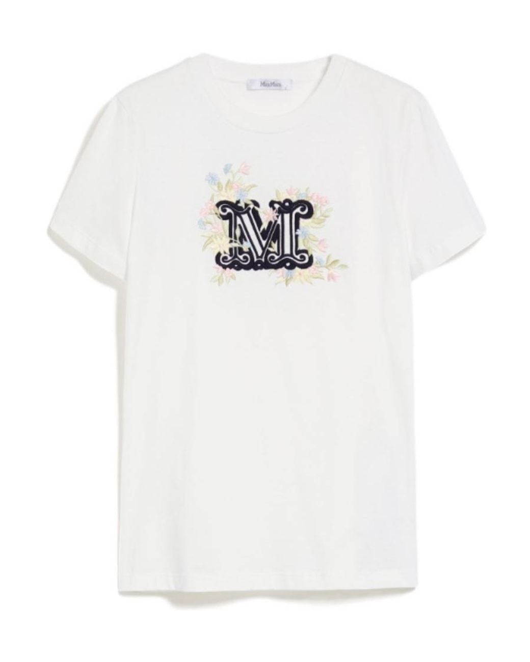 Max Mara White Logo Embroidered T-Shirt