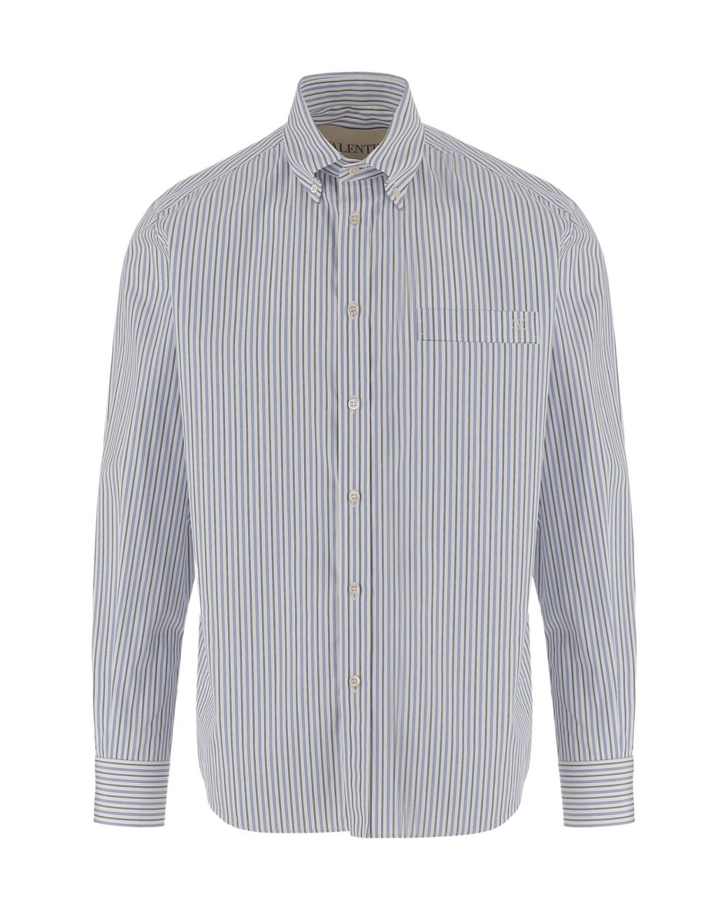 Valentino Gray Striped Button-Up Shirt for men