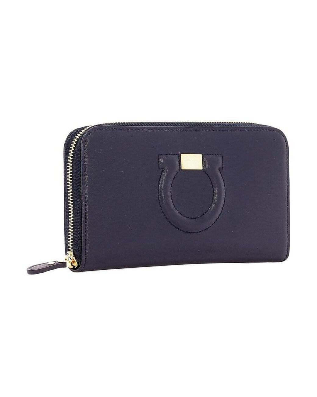 Ferragamo Blue Zip-Around Wallet