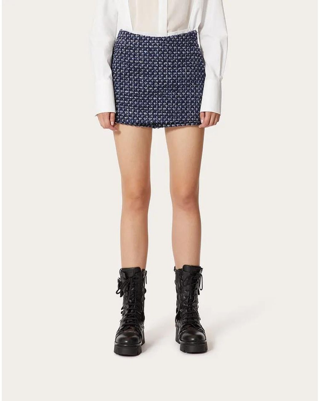 Valentino Blue Tweed Mini Skort