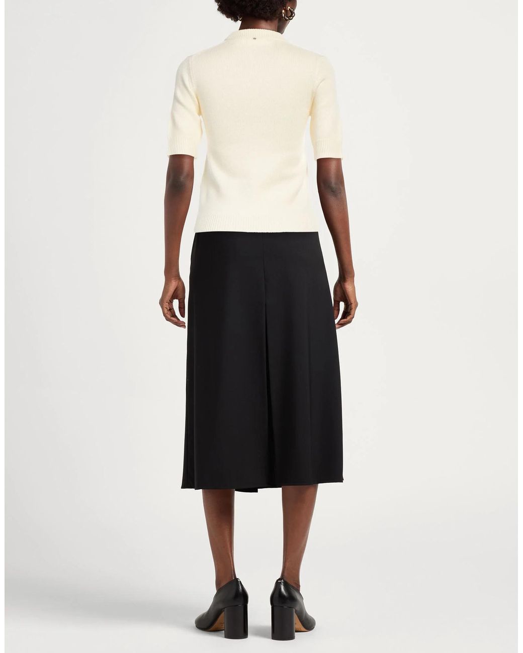 Sportmax Natural Two-Tone Lightweight Knit Short-Sleeve Top