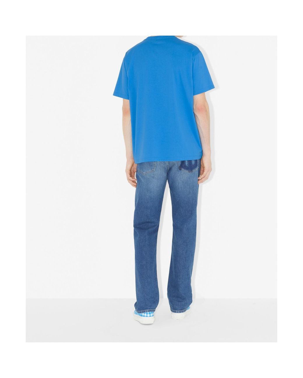 Burberry Blue Logo Printed Crewneck T-Shirt for men