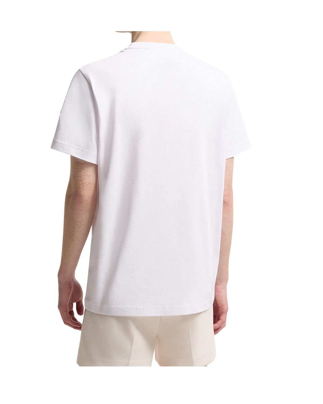 Moncler White Logo Printed Crewneck T-Shirt for men