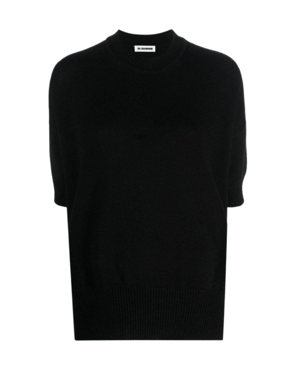Jil Sander Black Short-Sleeved Knitted Top
