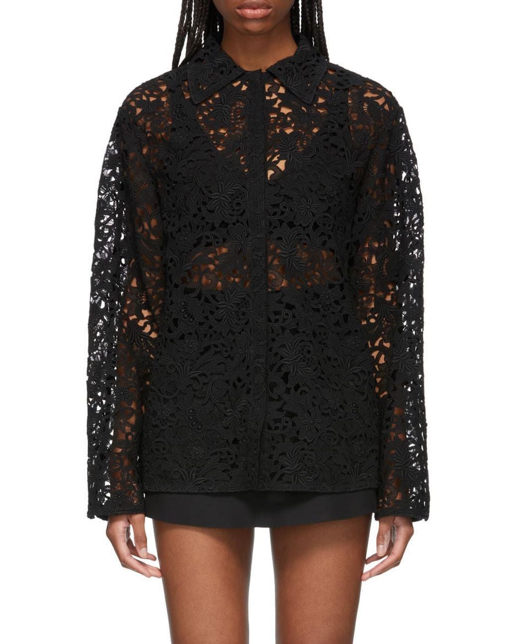 Valentino Black Blossom Macramé Jacket