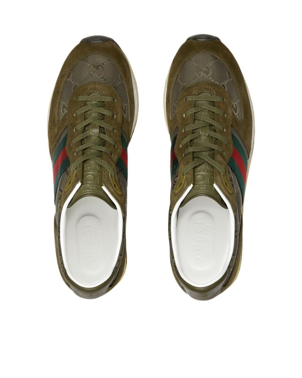 Gucci Green Panelled Lace-Up Sneakers for men