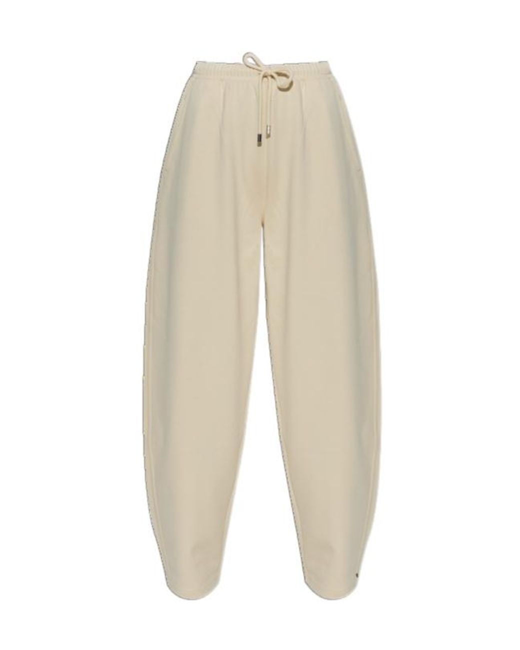 Sportmax White Drawstring Wide-Leg Trousers