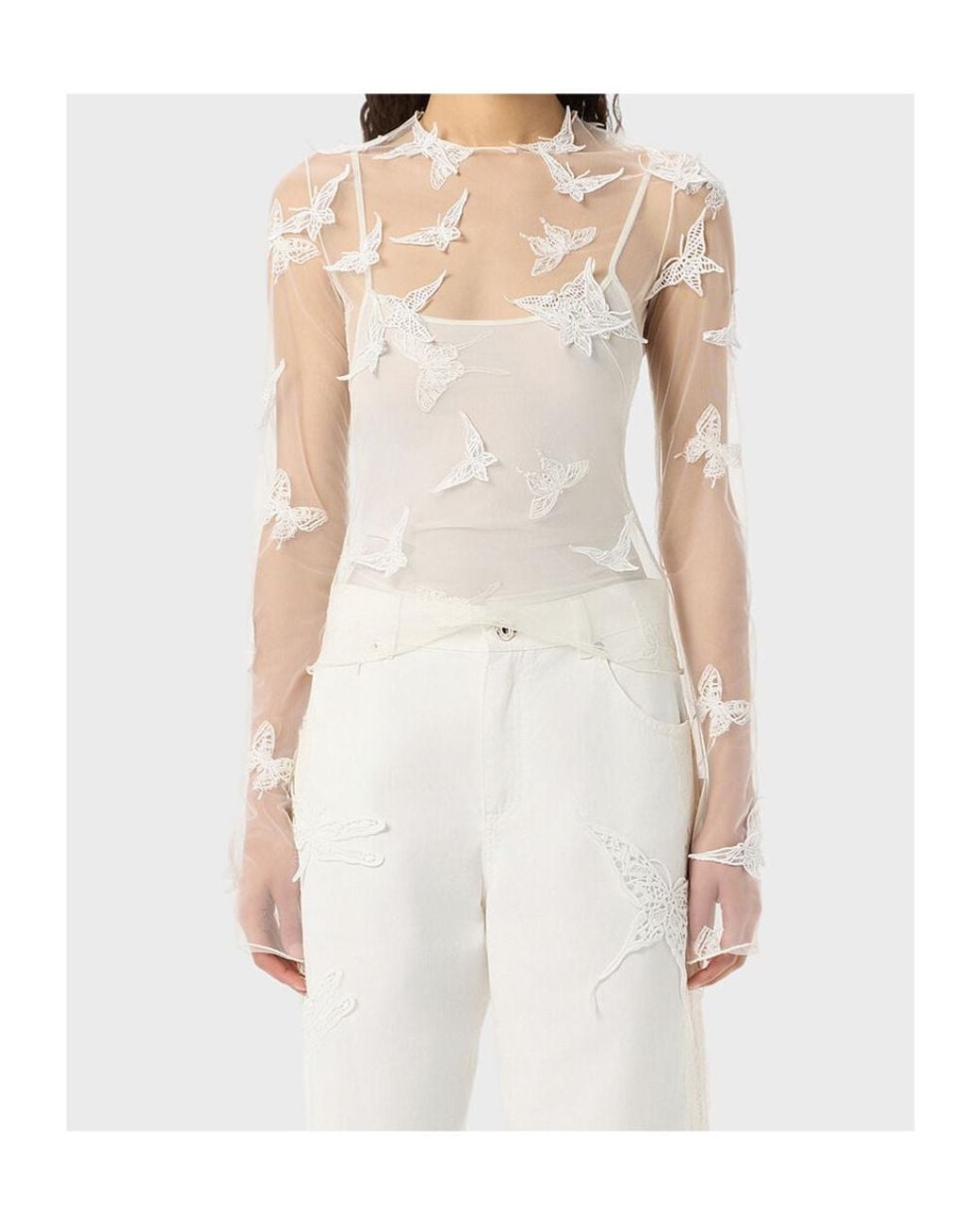 Blumarine White Embroidered-Inserts Blouse