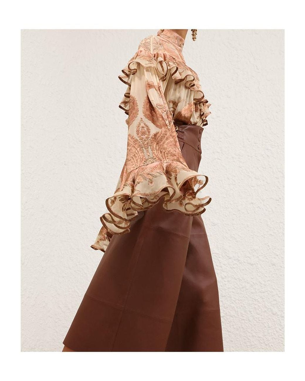 Zimmermann Brown Hypnotic Burnout Blouse