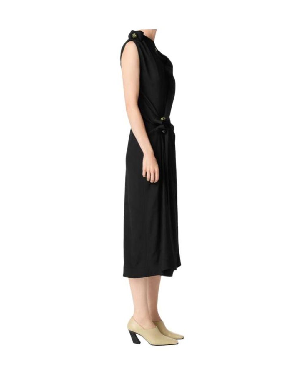 Bottega Veneta Black Fluid Viscose Piercing Dress