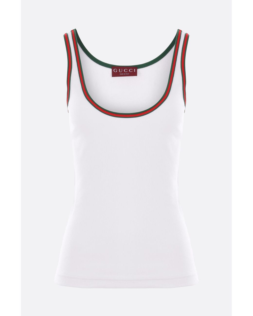 Gucci White Web Detail Cotton Tank Top