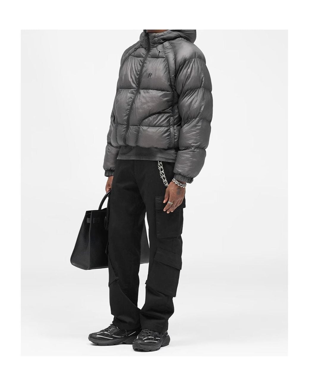 Represent Gray Hooded Down Jacket for men